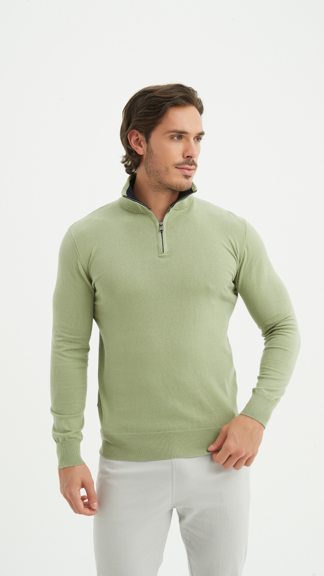 Grossiste Yves Enzo - Pull coton col camionneur - Vert clair