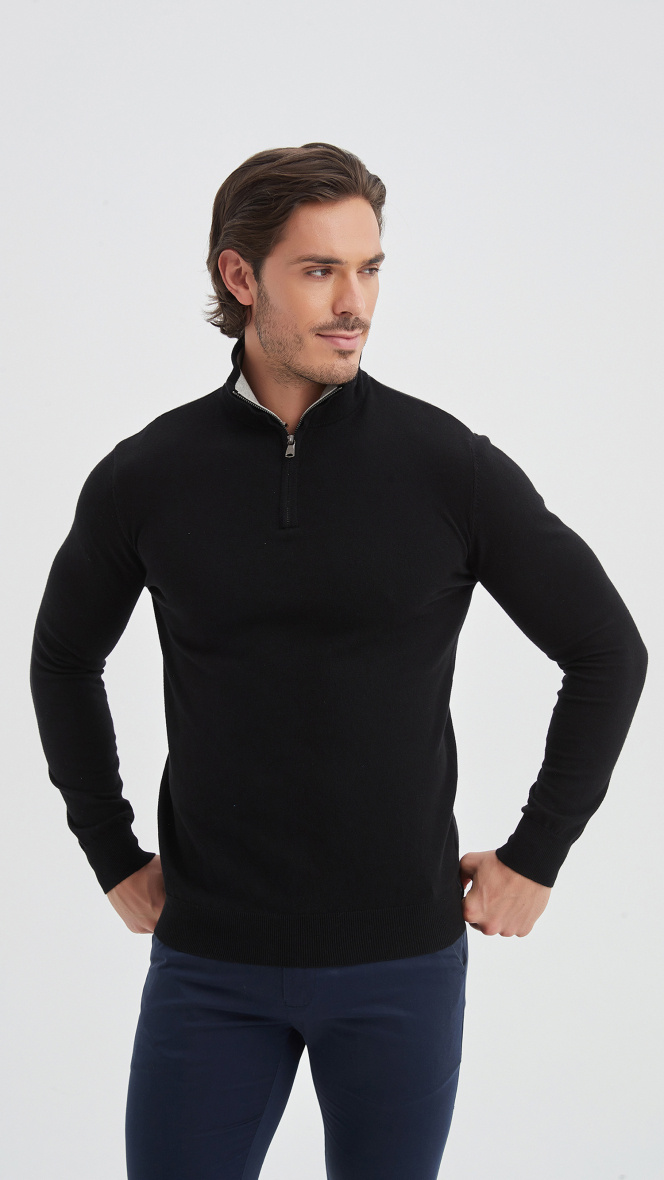 Wholesaler Yves Enzo - Cotton trucker neck sweater - Black