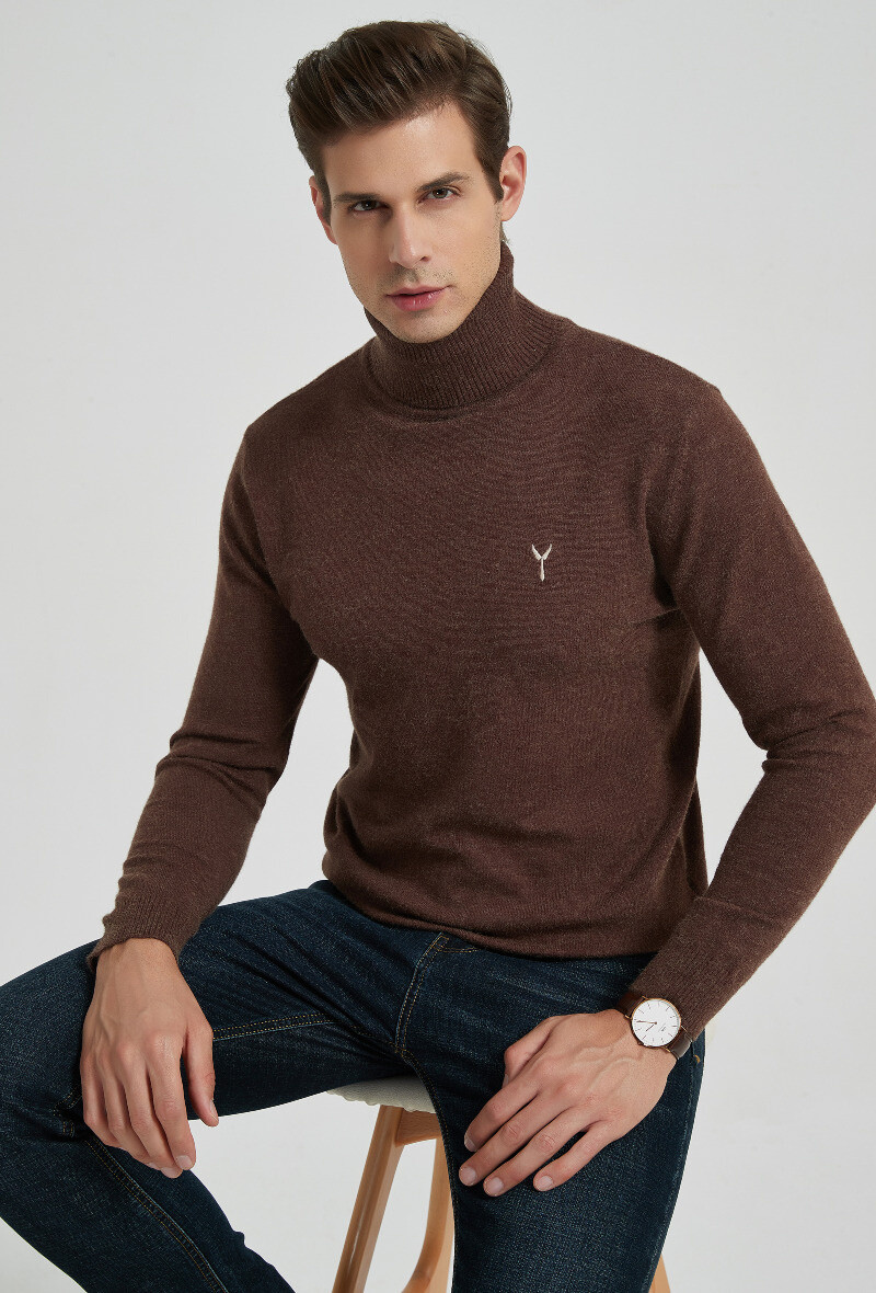 Grossiste Yves Enzo - Pull col roulé "cashmere touch" avec logo