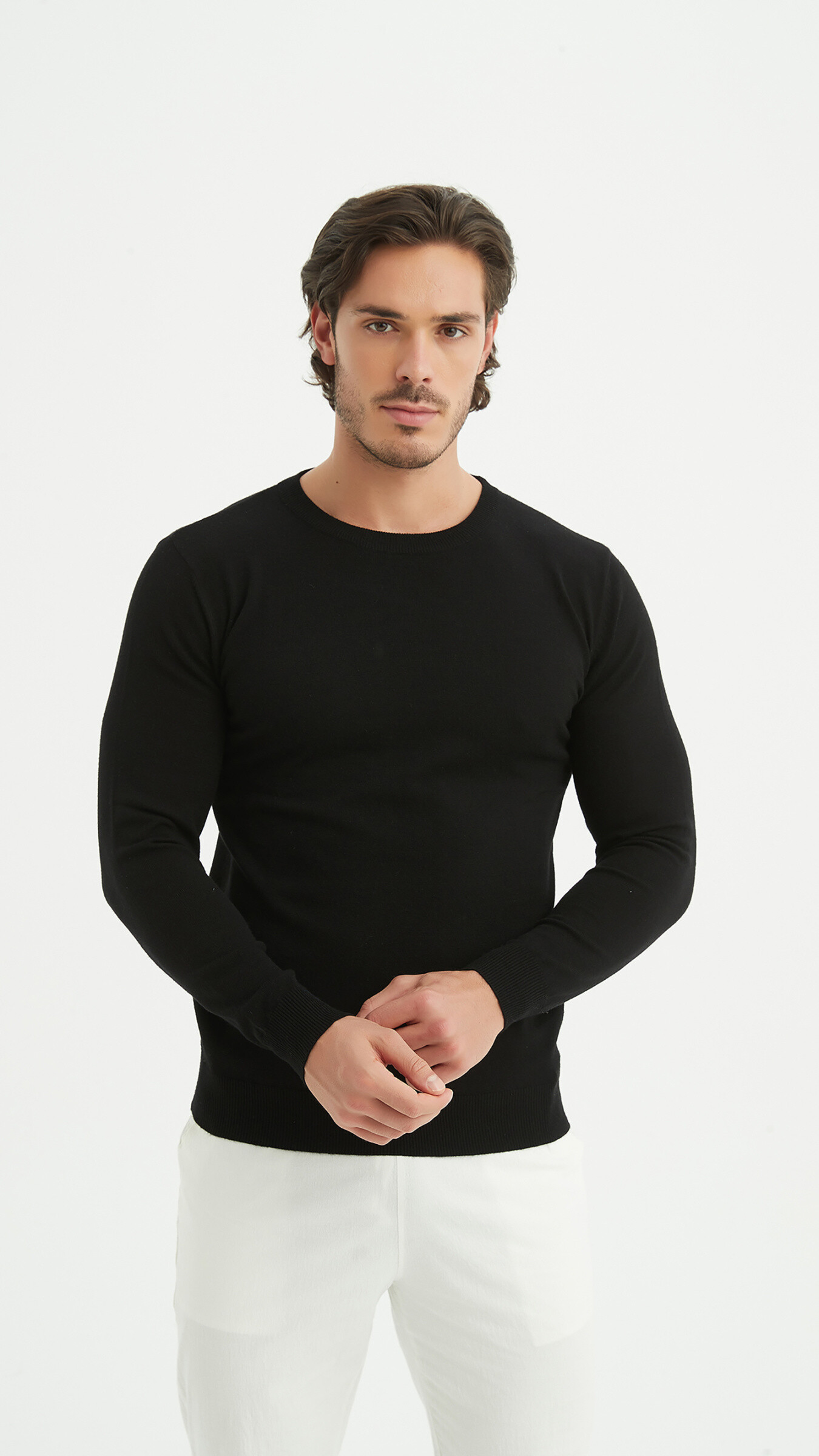 Grossista Yves Enzo - Maglione girocollo 'Cashmere Touch' - Nero