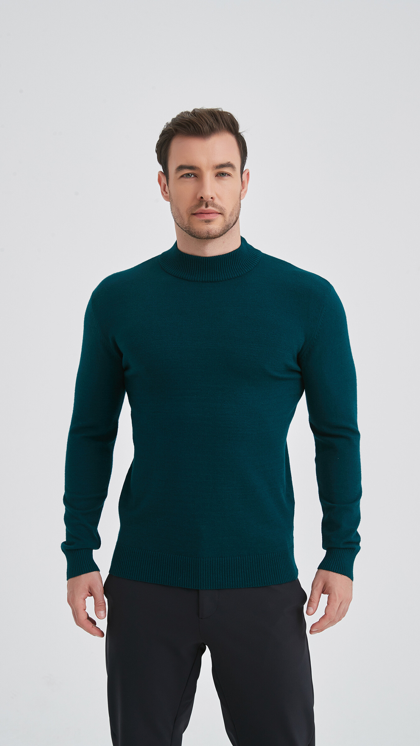 Grossista Yves Enzo - Maglione con collo alto 'Cashmere Touch' - Kaki