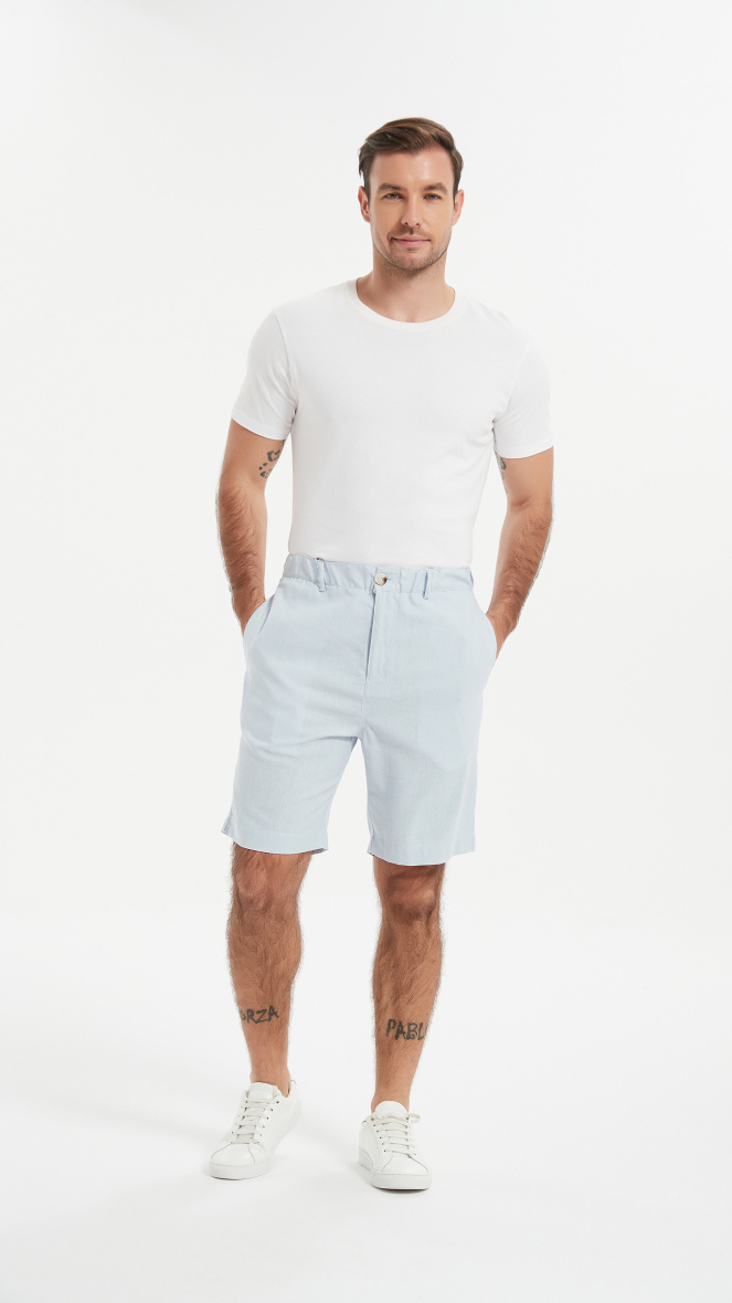 Grossiste Yves Enzo - Bermuda lin coupe ajustée