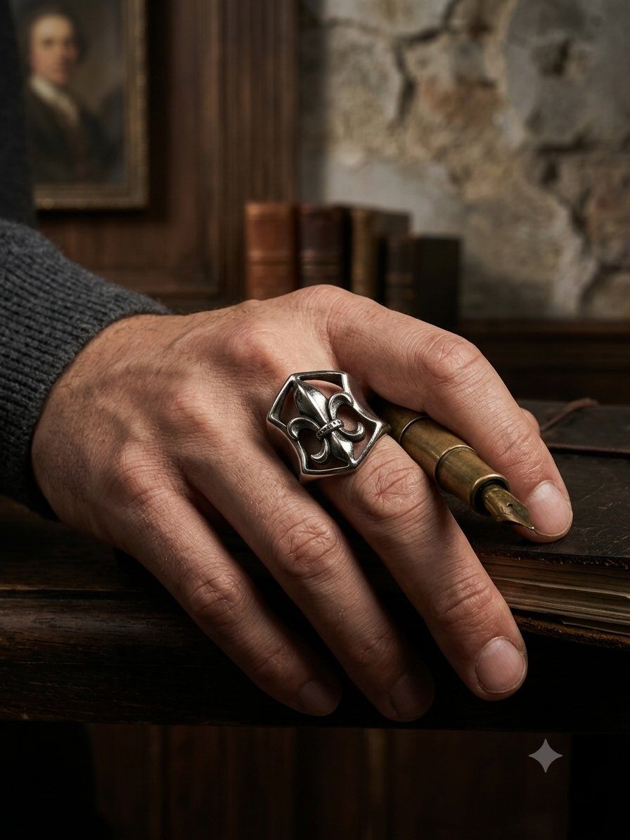 Wholesaler Z. Emilie - Steel ring with fleur-de-lis
