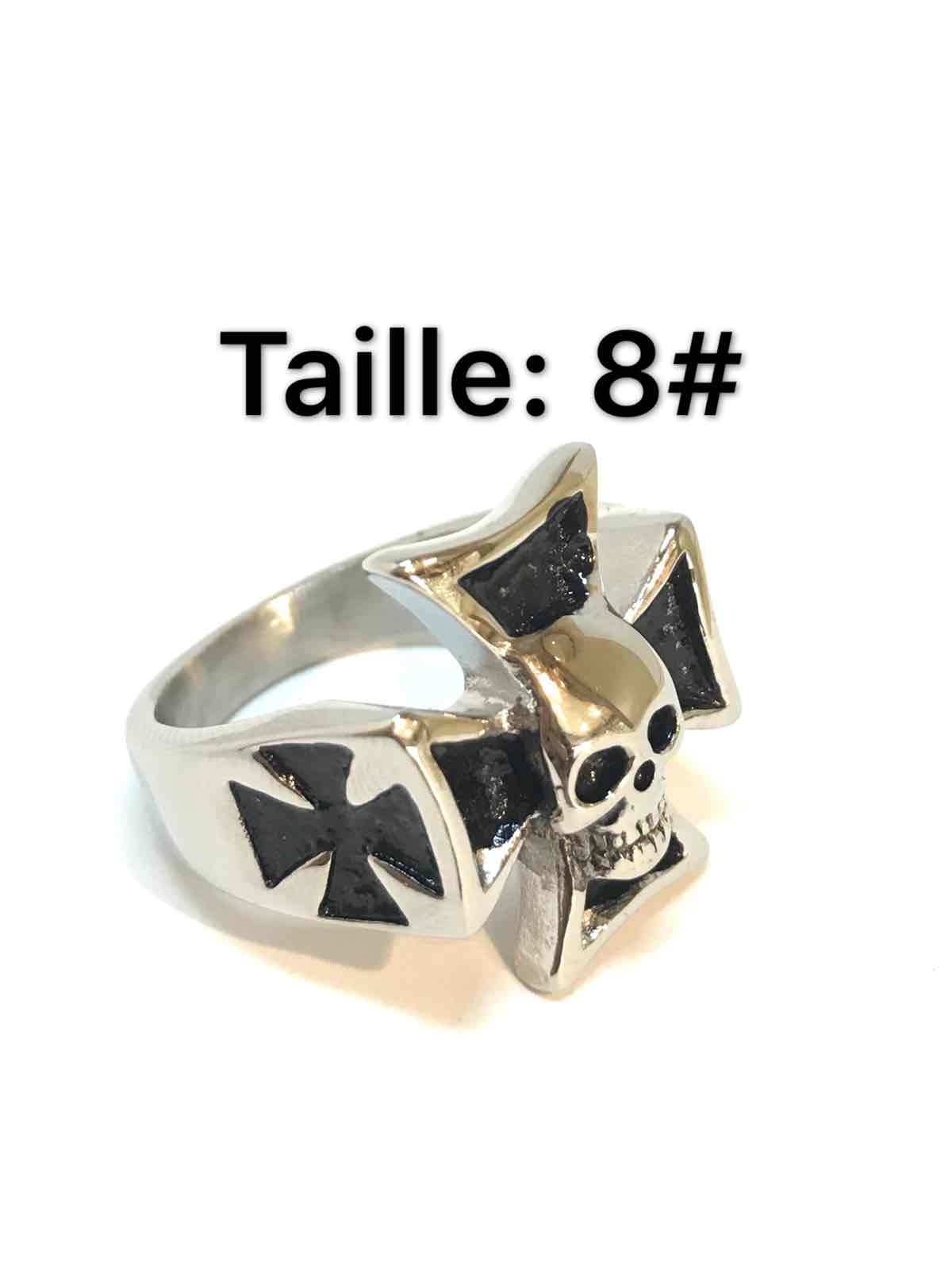 Mayorista Z. Emilie - Anillo de acero calavera en cruz de Malta