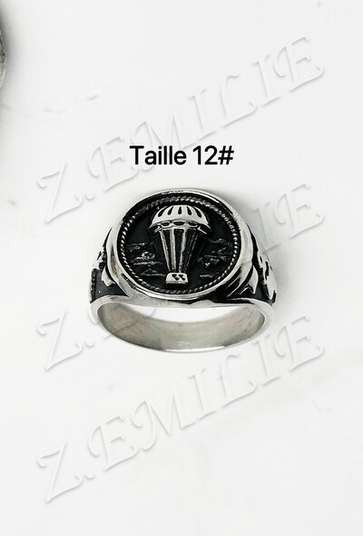 Grossiste Z. Emilie - Bague acier chevalière montgolfière Grossiste Z. Emilie - Bague acier chevalière montgolfière