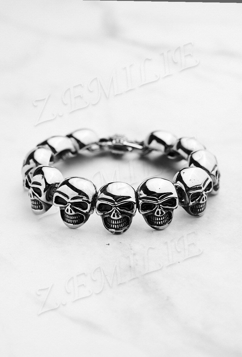 Grossiste Z. Emilie - Bracelet acier tête de mort