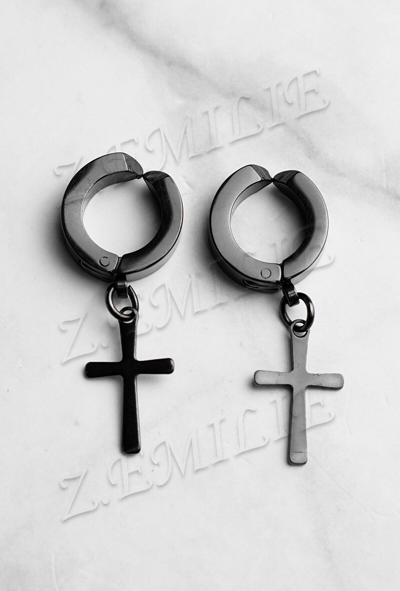 Großhändler Z. Emilie - Ohrring aus falschem Stahl, Kreuz-Clips ohne Loch