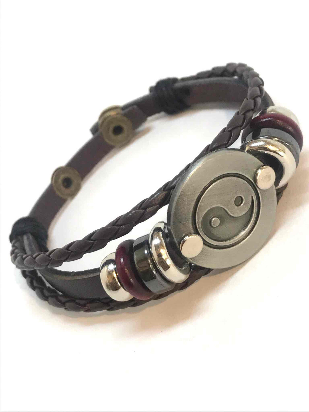 Grossiste Z. Emilie - Bracelet cuir motif yin yang