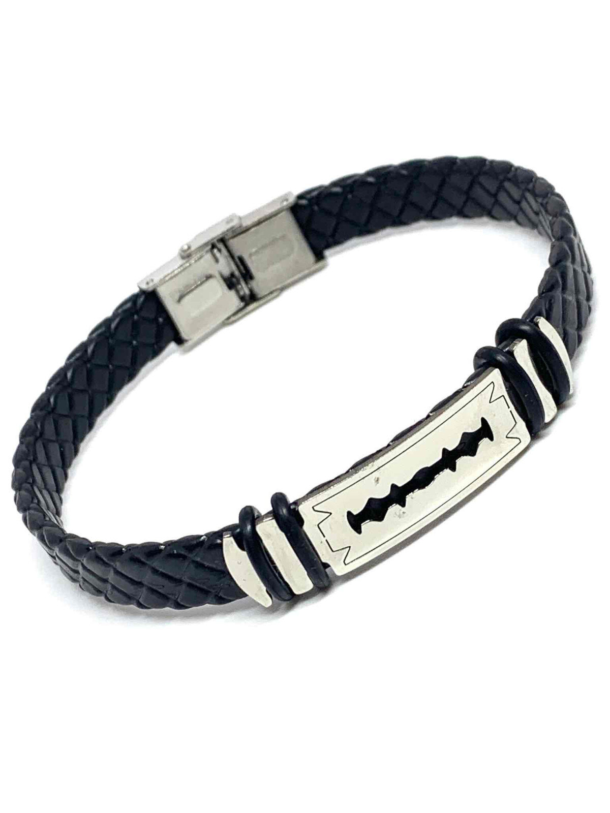 Großhändler Z. Emilie - Rasierklingenarmband aus Gummistahl
