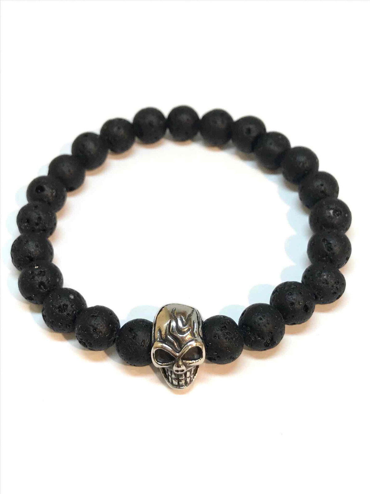 Wholesaler Z. Emilie - Stone bracelet 8mm with skull