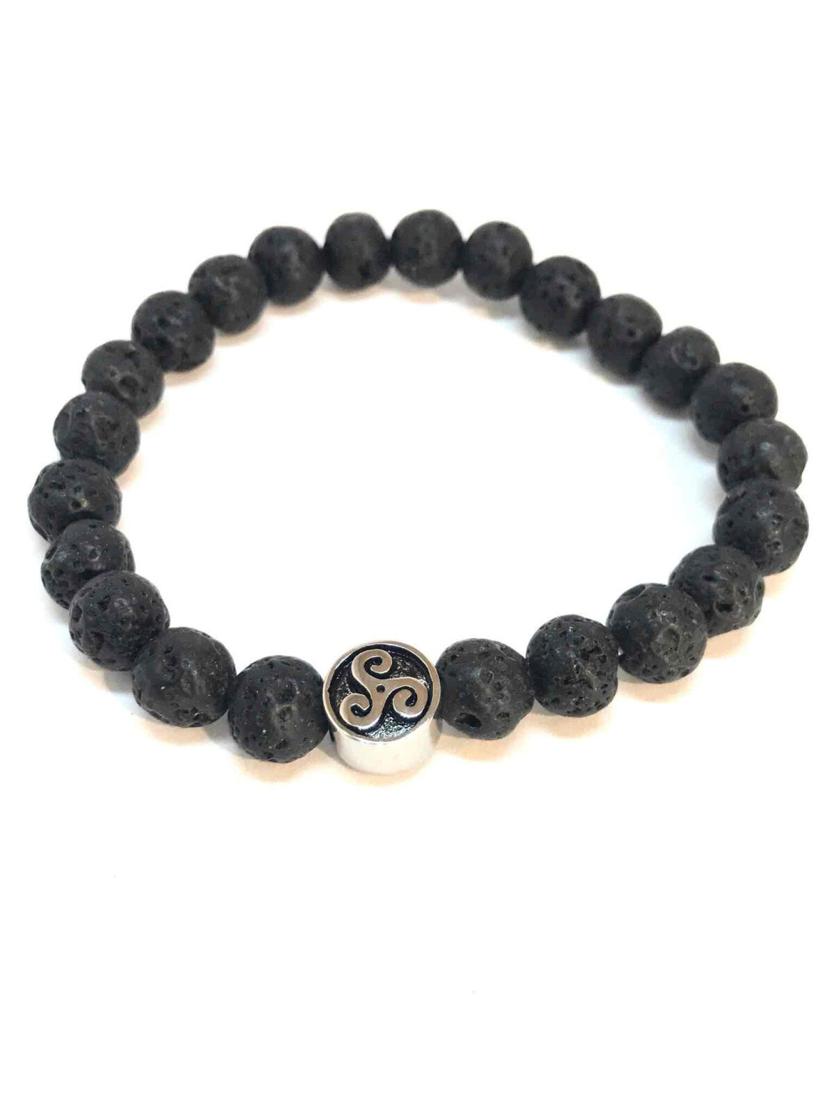 Mayorista Z. Emilie - Pulsera de piedras de 8mm con triskelion