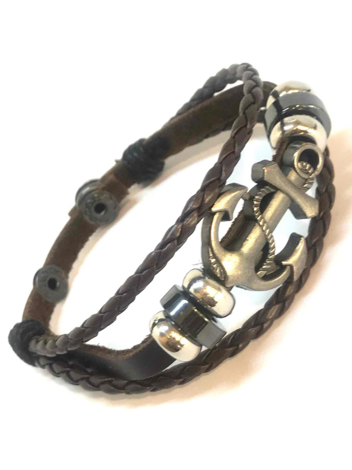 Grossiste Z. Emilie - Bracelet cuir motif ancre marine