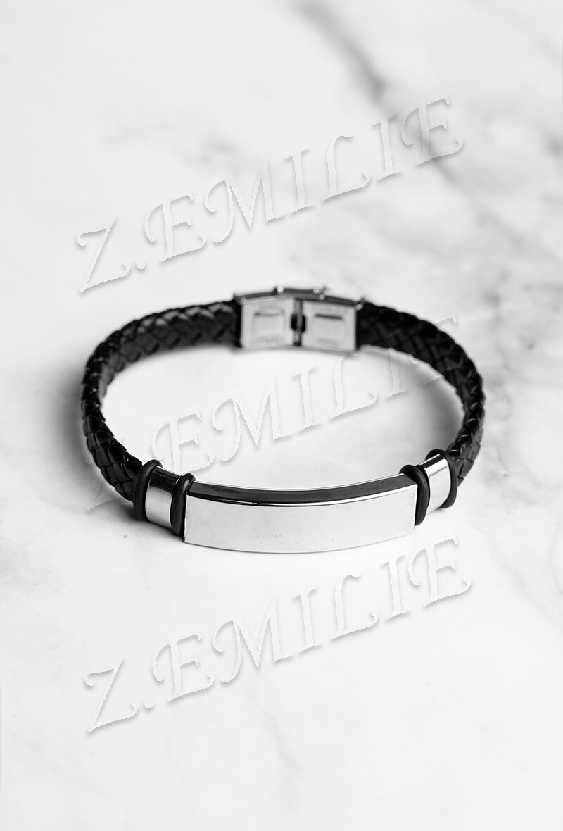 Großhändler Z. Emilie - Edelstahl-Armband mit Gummiplatte zum Gravieren
