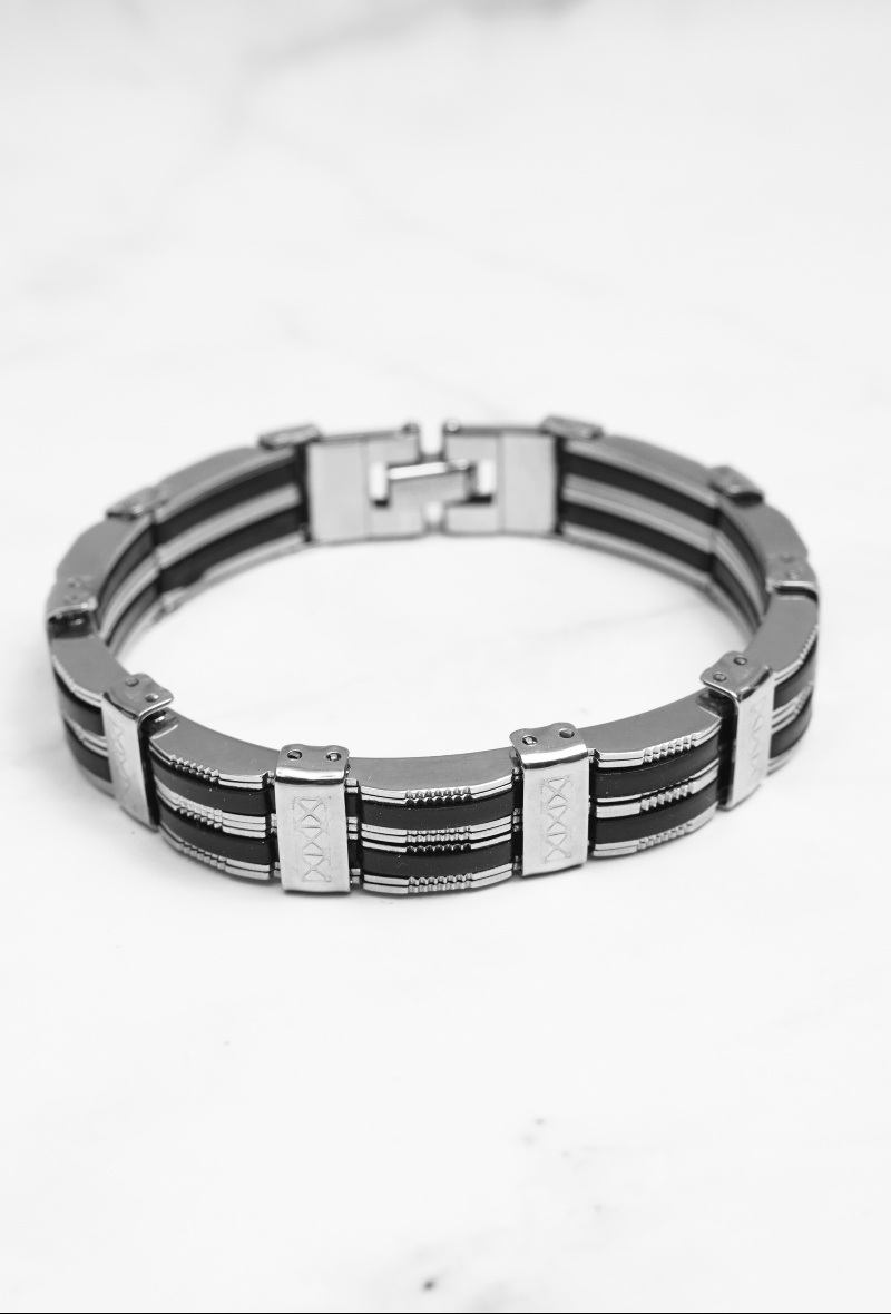 Mayorista Z. Emilie - Pulsera de acero y caucho