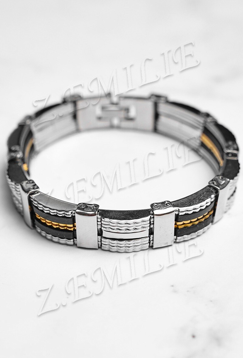 Grossiste Z. Emilie - Bracelet acier caoutchouc