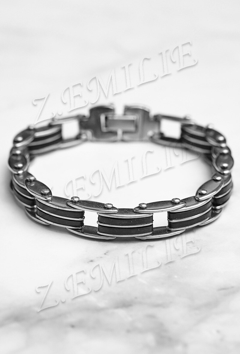 Grossiste Z. Emilie - Bracelet acier caoutchouc