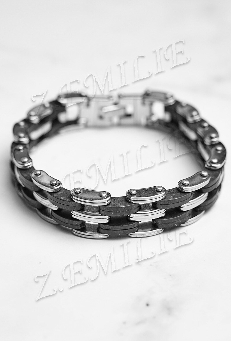 Grossiste Z. Emilie - Bracelet acier caoutchouc