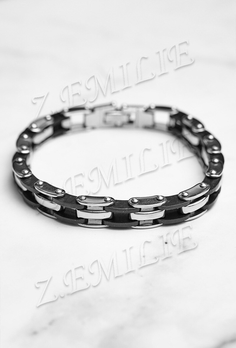 Grossiste Z. Emilie - Bracelet acier caoutchouc