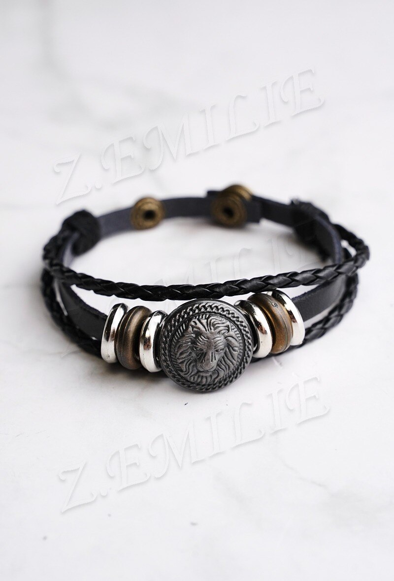 Grossiste Z. Emilie - Bracelet cuir tête de lion