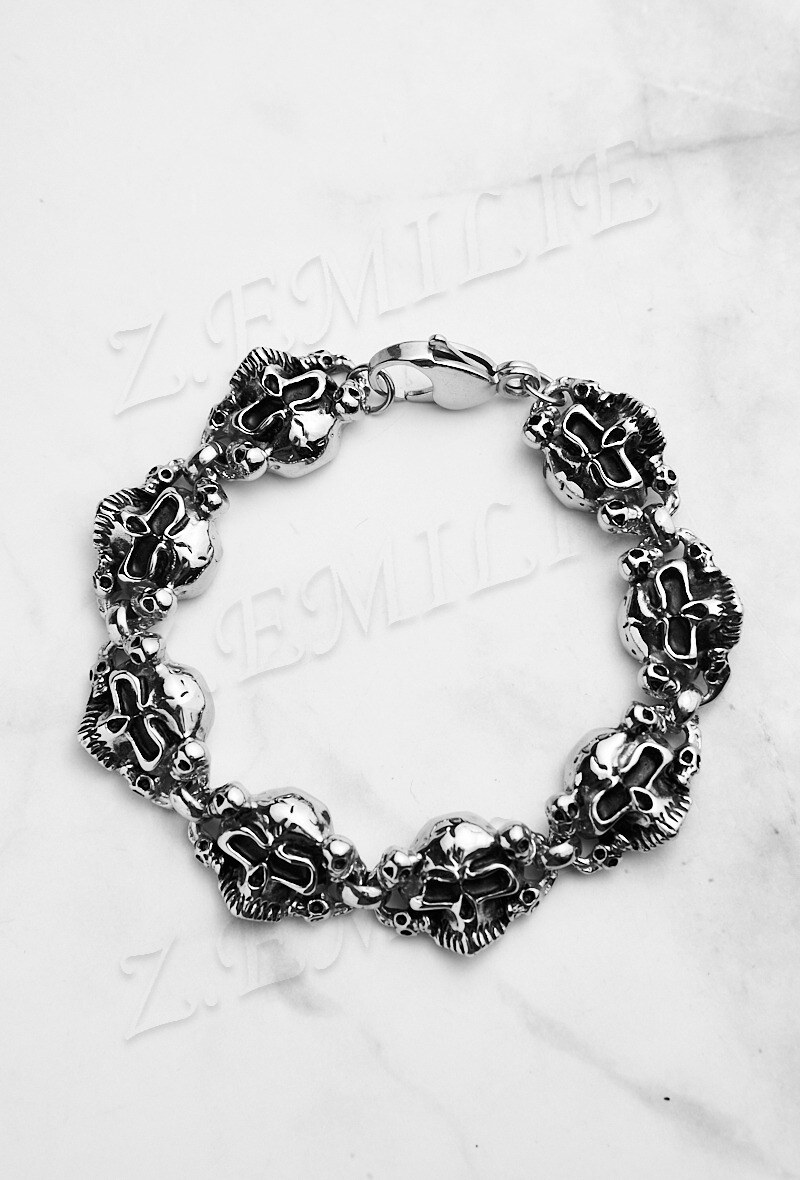Grossiste Z. Emilie - Bracelet acier tête de mort