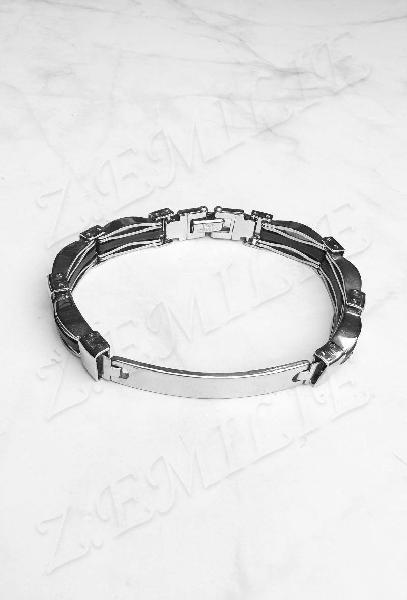 Mayorista Z. Emilie - Brazalete de acero y caucho para grabar