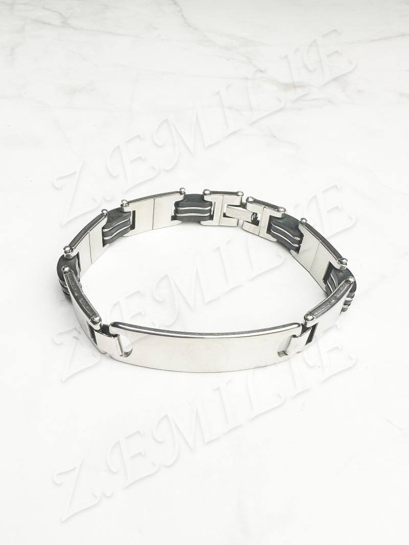 Mayorista Z. Emilie - Brazalete de acero y caucho para grabar