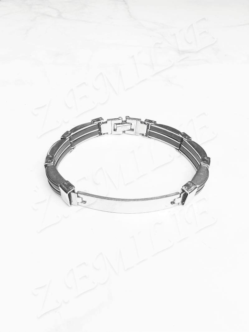 Mayorista Z. Emilie - Brazalete de acero y caucho para grabar
