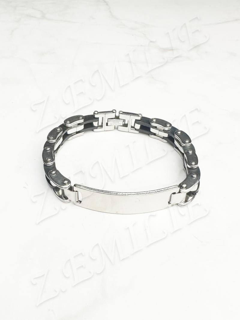 Mayorista Z. Emilie - Brazalete de acero y caucho para grabar