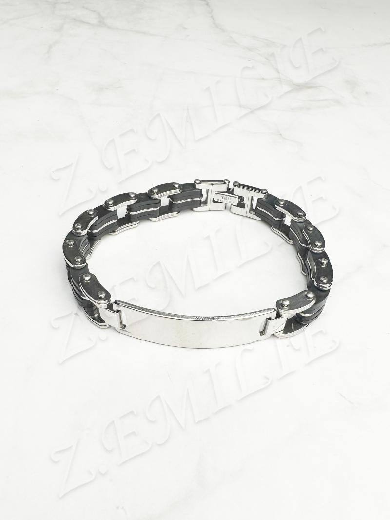 Mayorista Z. Emilie - Brazalete de acero y caucho para grabar