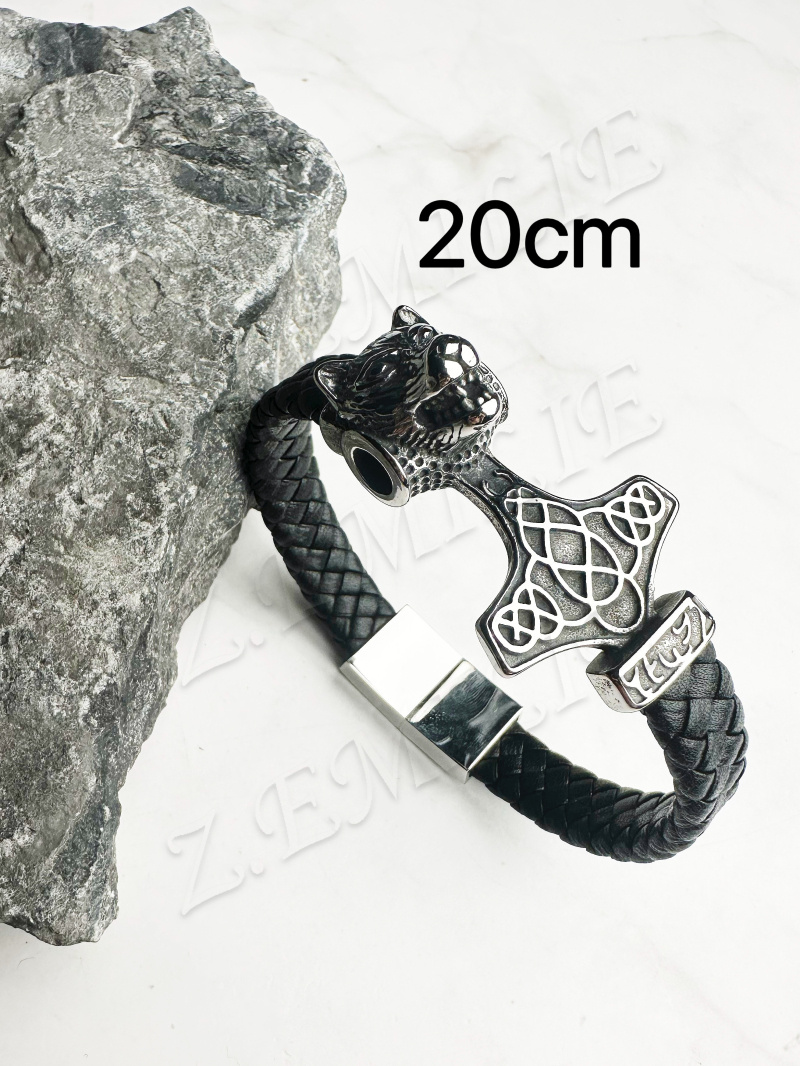 Grossiste Z. Emilie - Bracelet cuir tête de loup