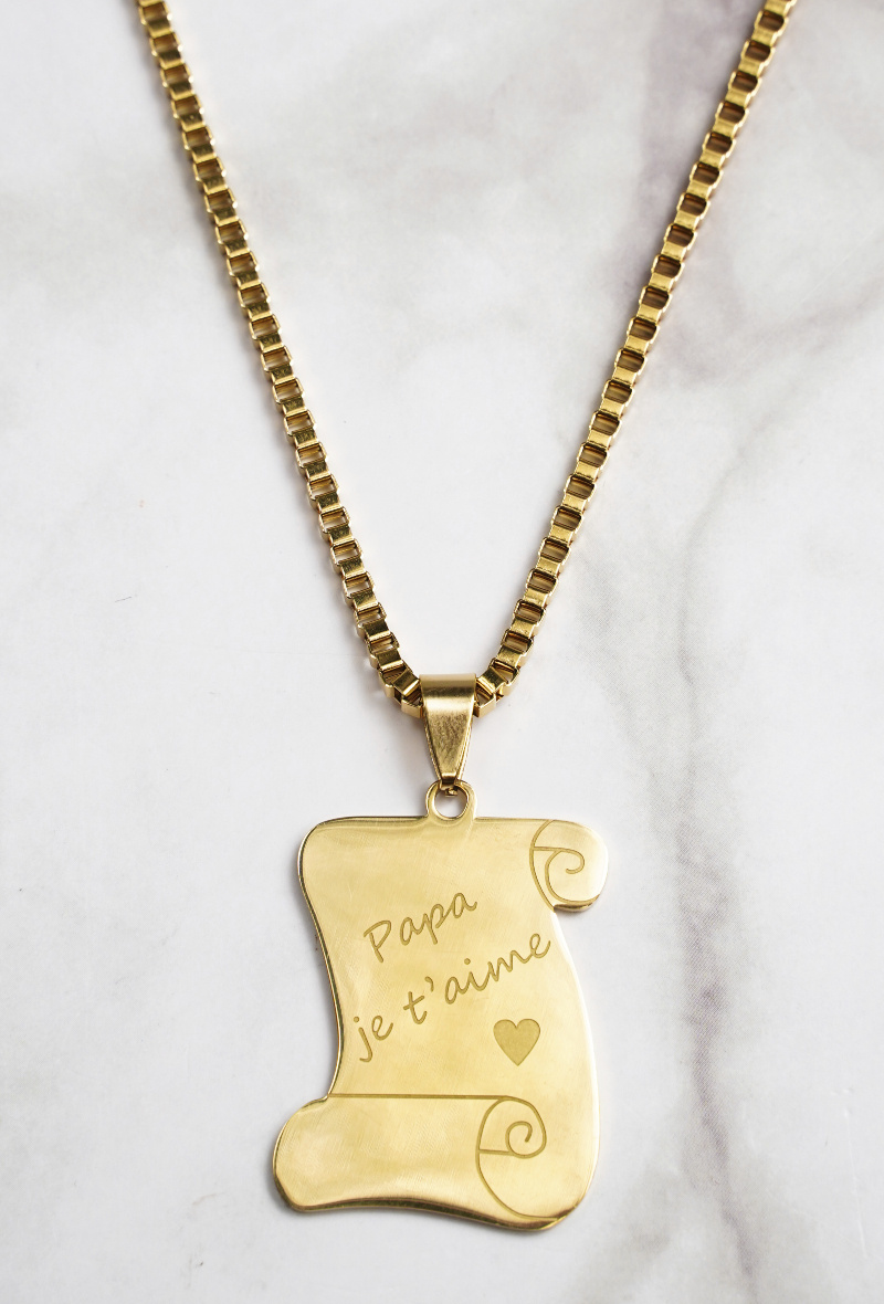 Wholesaler Z. Emilie - "Papa je t'aime" steel necklace