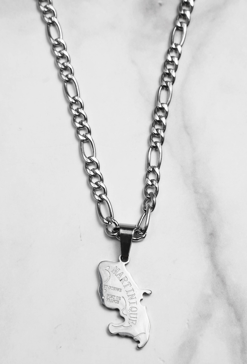 Mayorista Z. Emilie - Collar de acero con mapa de Martinica