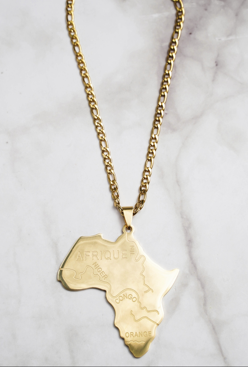 Mayorista Z. Emilie - Collar de acero con mapa de África