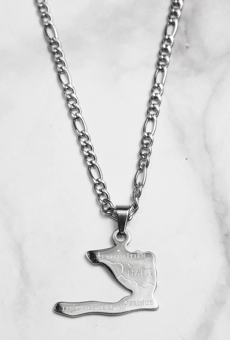Mayorista Z. Emilie - Collar de acero con mapa de Haití