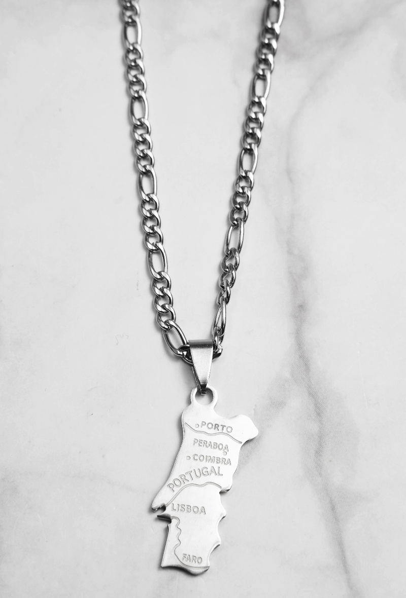 Mayorista Z. Emilie - Collar de acero con mapa de Portugal