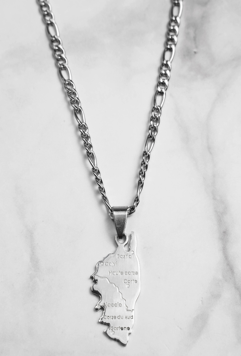 Mayorista Z. Emilie - Collar de acero con mapa de Córcega