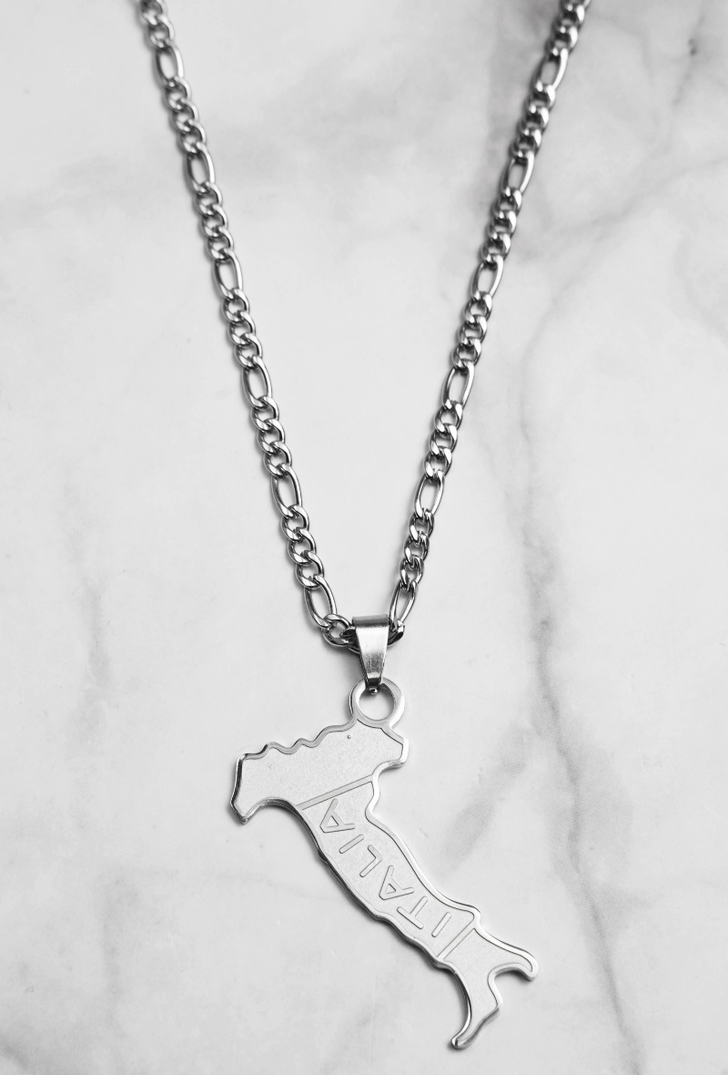 Mayorista Z. Emilie - Collar de acero con mapa de Italia