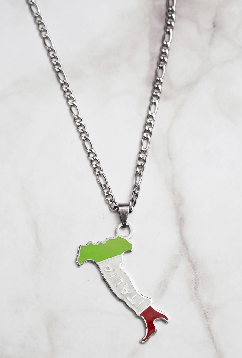 Mayorista Z. Emilie - Collar de acero con mapa de Italia