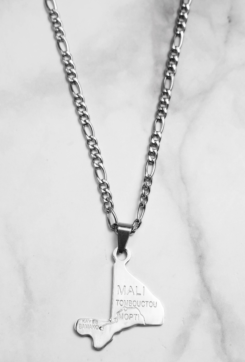 Mayorista Z. Emilie - Collar de acero con mapa de Mali