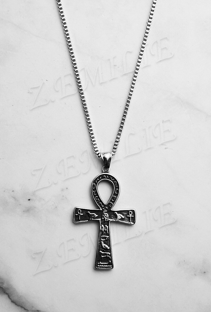 Wholesaler Z. Emilie - Egyptian cross steel necklace