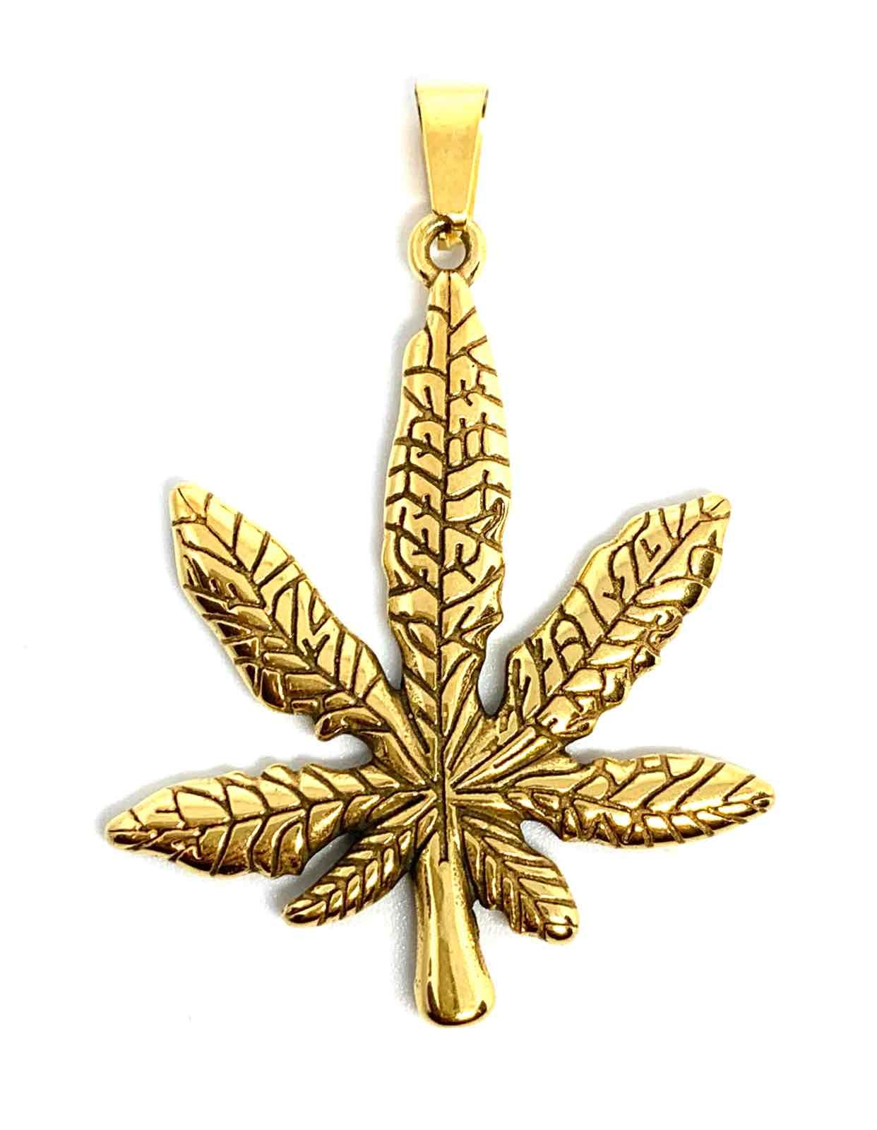 Mayorista Z. Emilie - Colgante de acero con hoja de cannabis