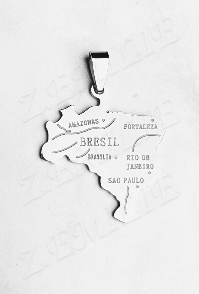 Großhändler Z. Emilie - Edelstahlanhänger Brasilienkarte