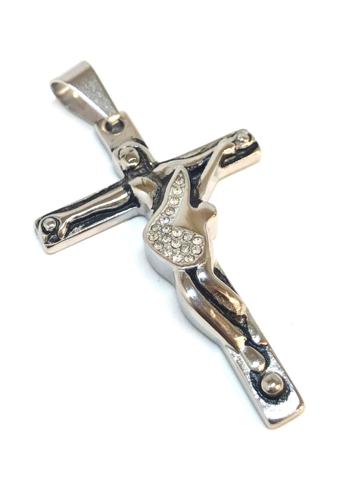 Großhändler Z. Emilie - Gitarrenkreuz-Anhänger aus Stahl mit Strasssteinen