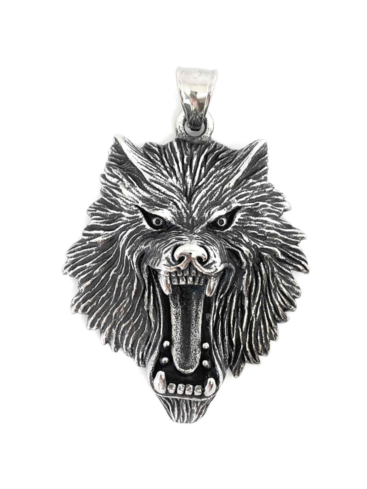 Wholesaler Z. Emilie - Wolf head steel pendant