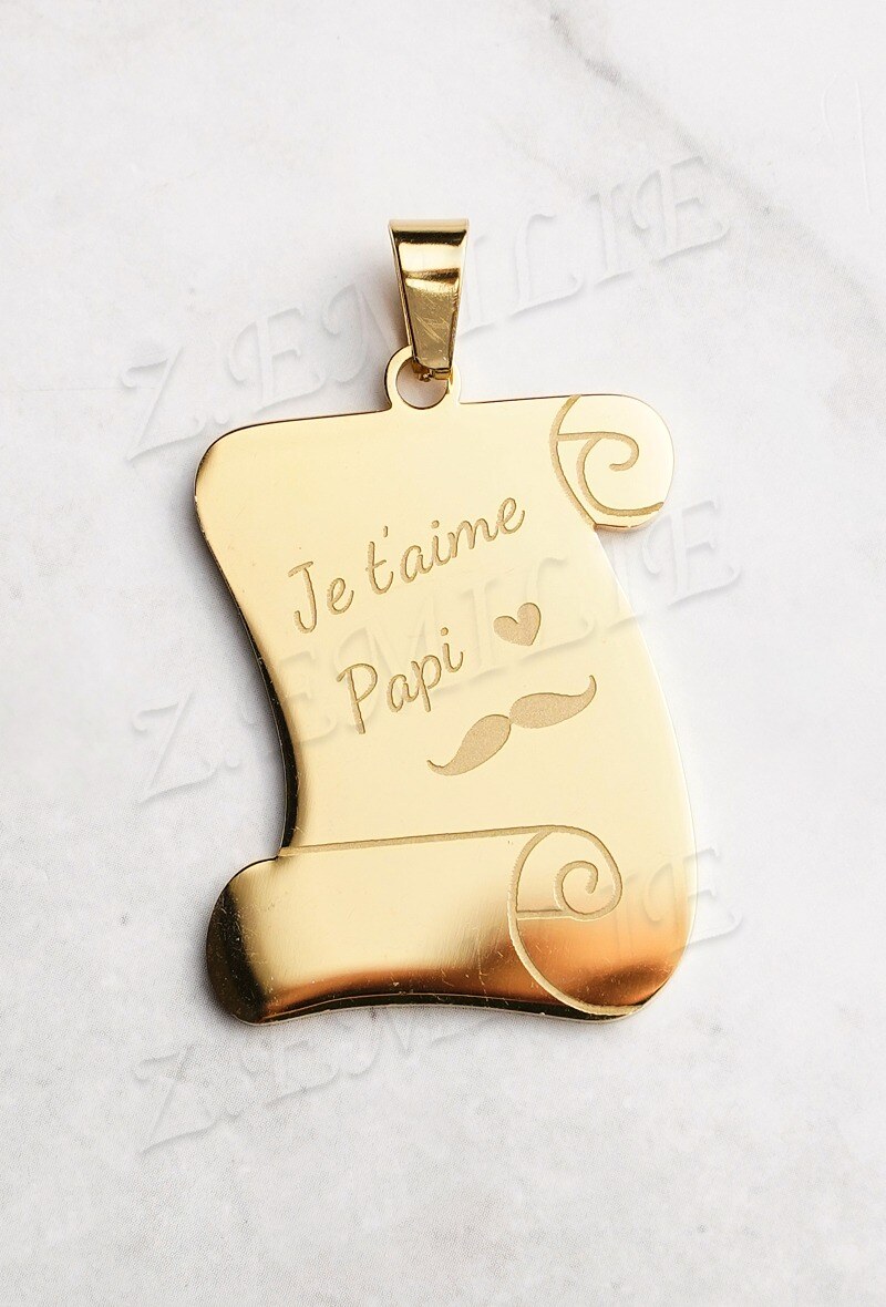 Grossiste Z. Emilie - Pendentif acier "Papi je t'aime"