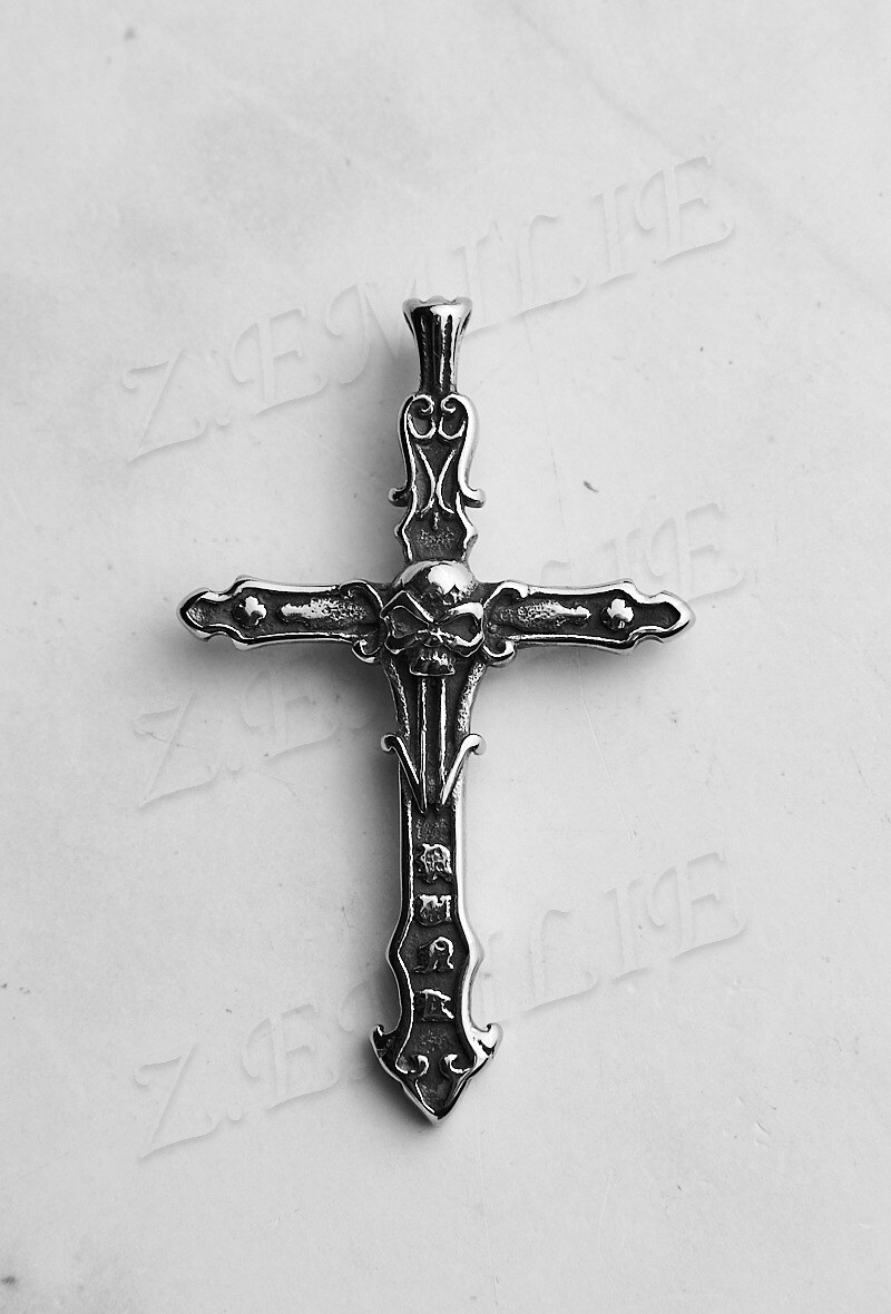Wholesaler Z. Emilie - Skull cross steel pendant