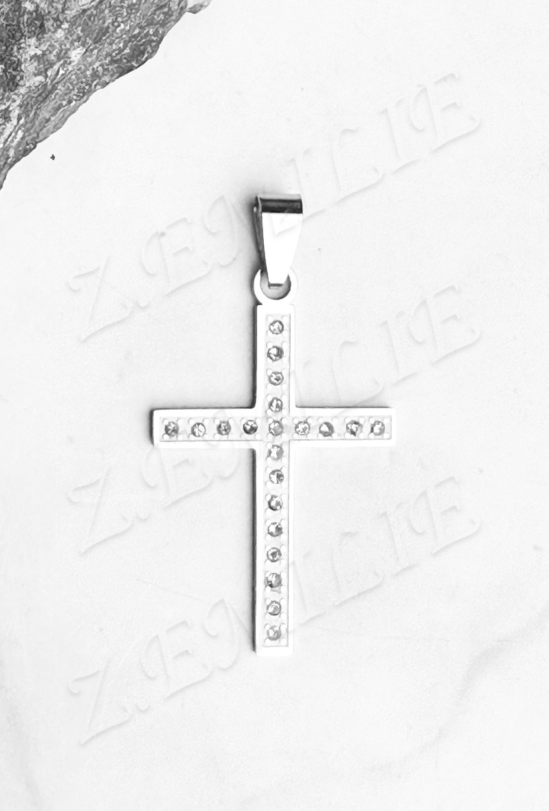 Grossiste Z. Emilie - Pendentif acier croix strass