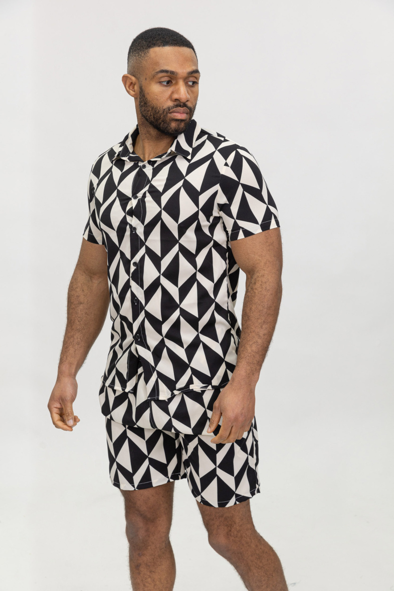 Grossiste Zayne Paris - Ensemble chemise + short imprimé motifs
