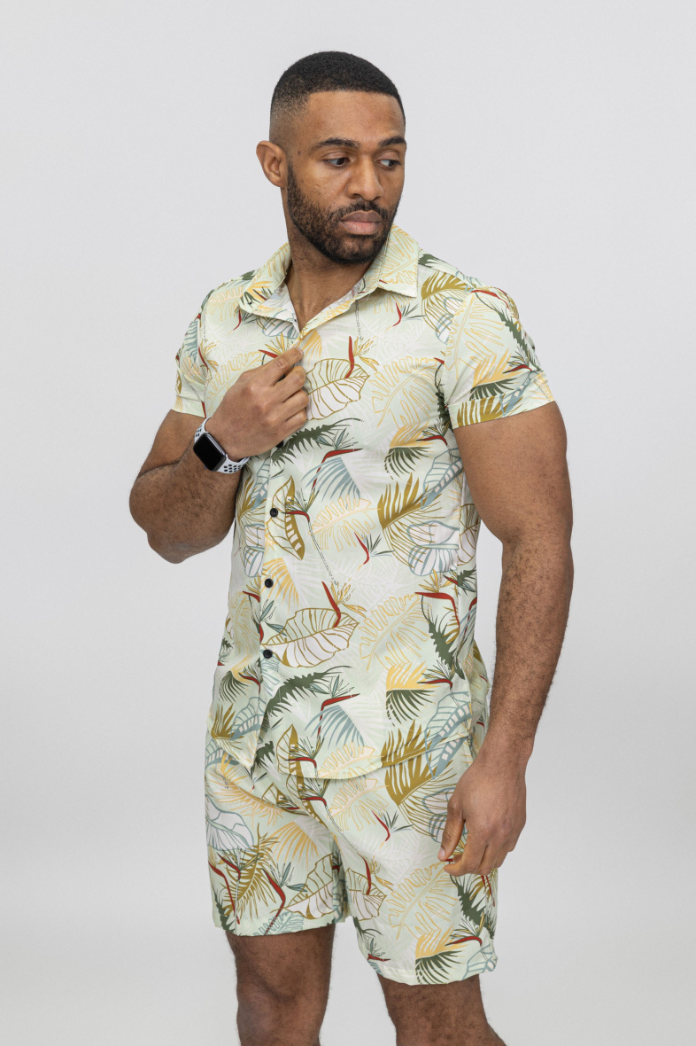 Grossiste Zayne Paris - Ensemble chemise + short imprimé motifs
