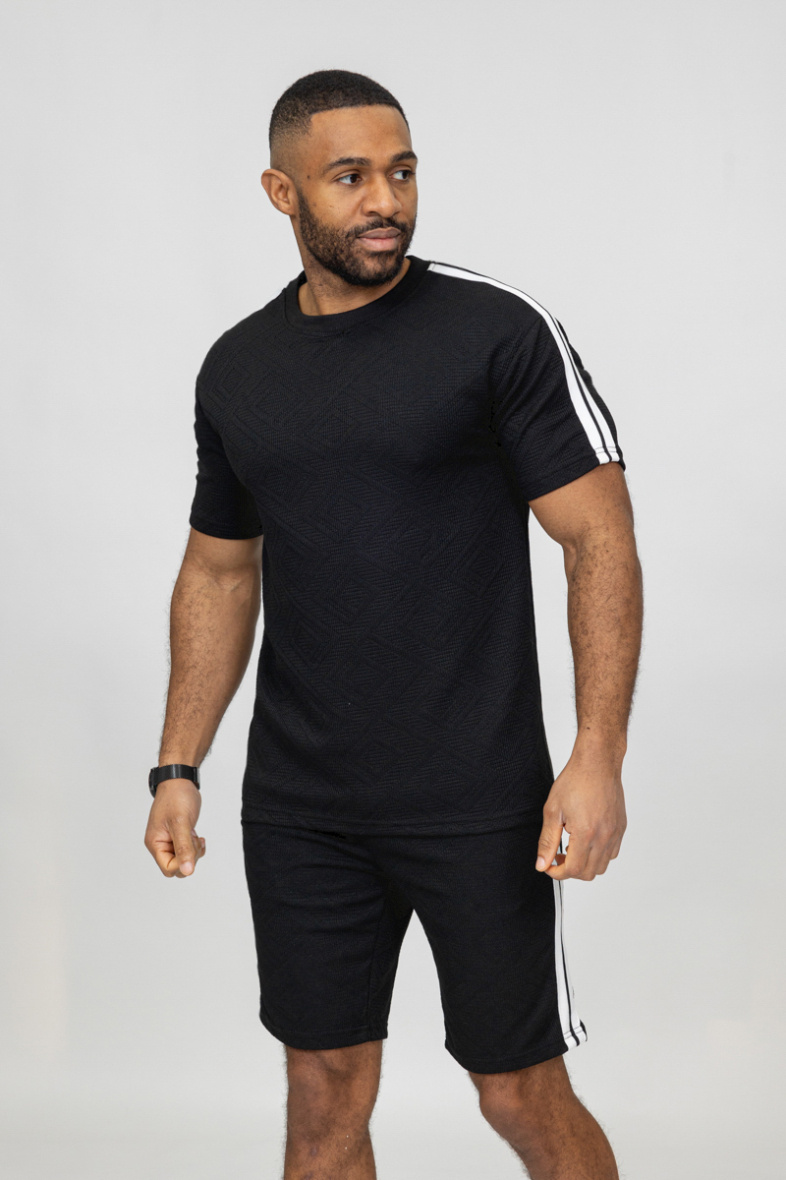 Grossiste Zayne Paris - Ensemble t-shirt + short avec motif en relief